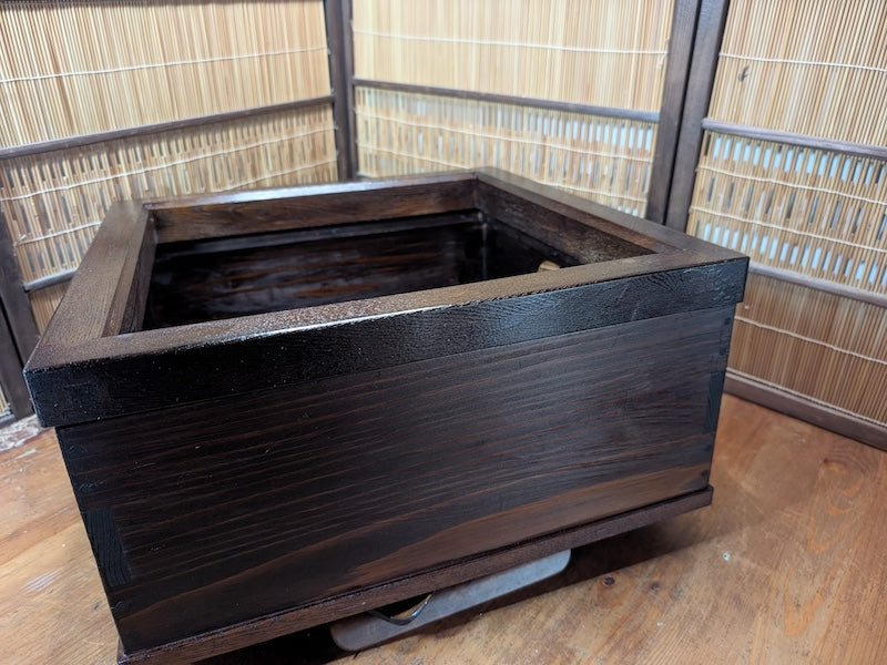 Japanese Hibachi Wooden Box Restored Antique Storage Decor Wabi Sabi