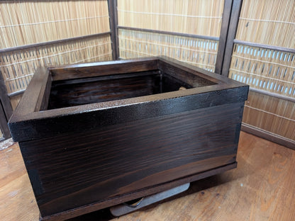 Japanese Hibachi Wooden Box Restored Antique Storage Decor Wabi Sabi