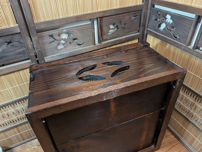 Japanese Hibachi Wooden Box Restored Antique Storage Decor Wabi Sabi