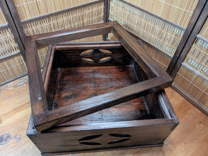 Japanese Hibachi Wooden Box Restored Antique Storage Decor Wabi Sabi