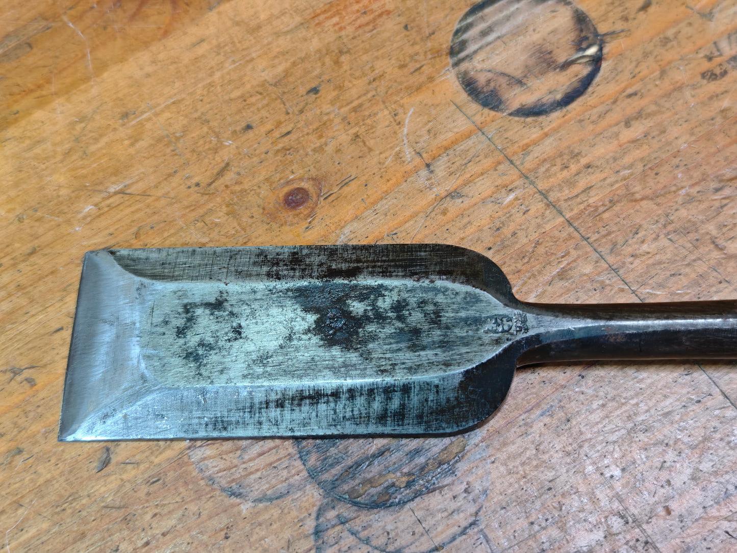 Japanese Antique Miya Daiku Giant Hand Forged Woodworking Chisel