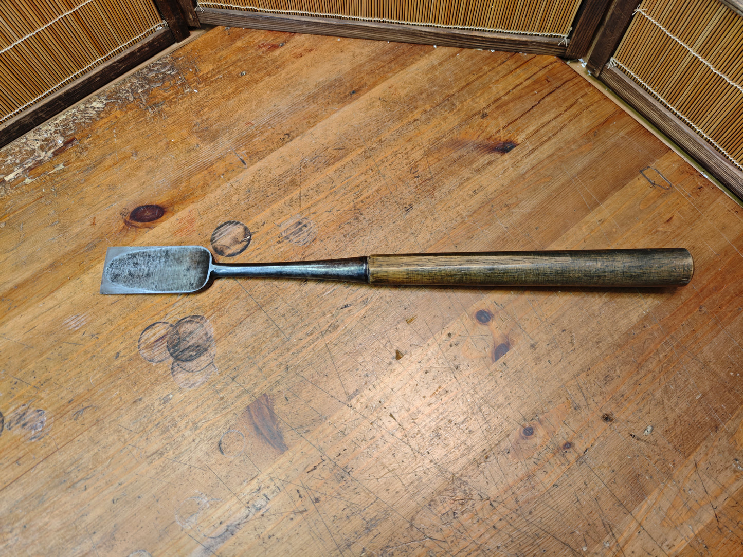 Japanese Antique Miya Daiku Giant Hand Forged Woodworking Chisel