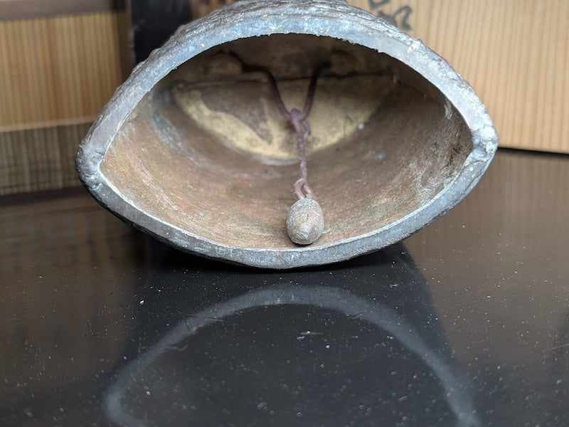 Japanese Antique Bronze Hand Bell Late 1900s Buddhist Temple Bell