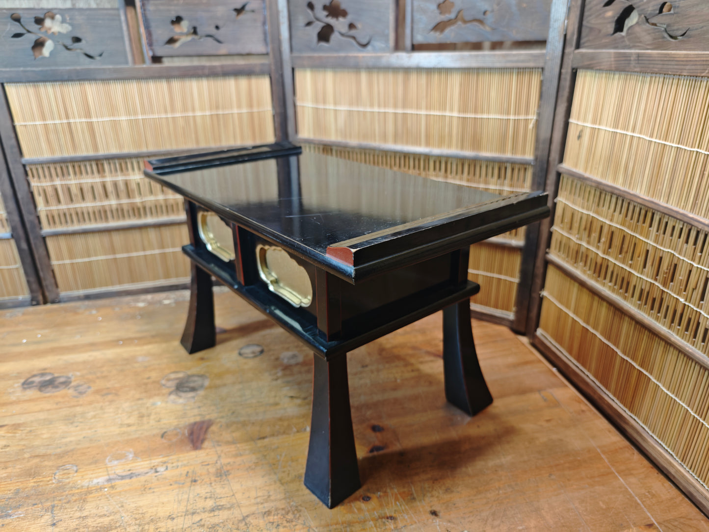 Japanese Antique Buddhist Altar Table Wooden Butsudan Stand Drawer
