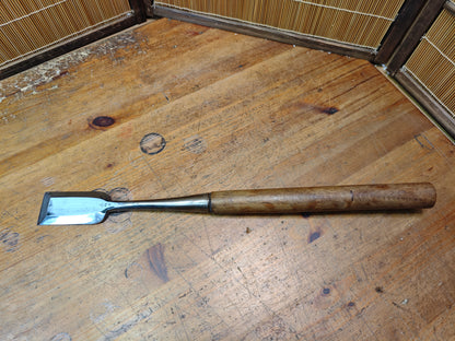 Japanese Antique Miya Daiku Hand Forged Giant Chisel Signed Carpenter Tool