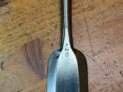 Japanese Antique Miya Daiku Hand Forged Giant Chisel Signed Carpenter Tool