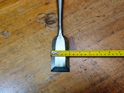 Japanese Antique Miya Daiku Hand Forged Giant Chisel Signed Carpenter Tool