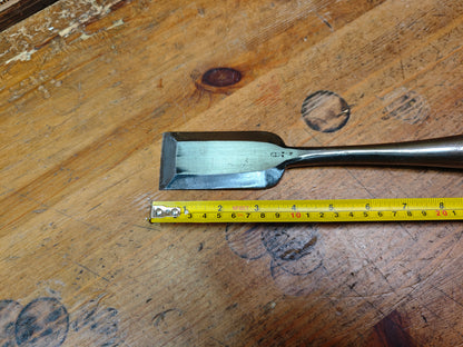 Japanese Antique Miya Daiku Hand Forged Giant Chisel Signed Carpenter Tool