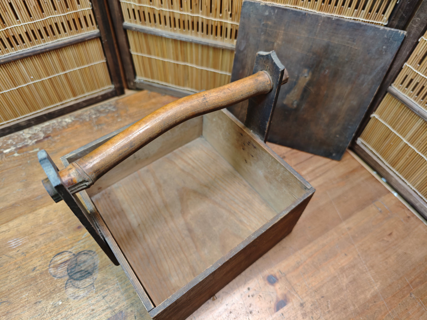 Authentic Japanese Antique Okamochi Taisho Era Demae Food Carrier Wood