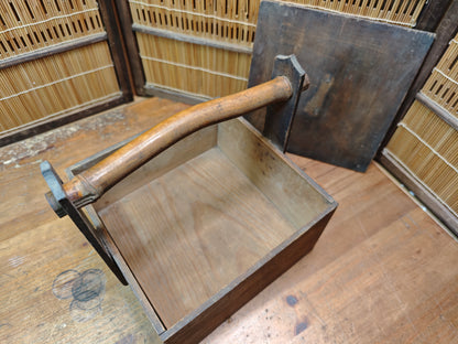 Authentic Japanese Antique Okamochi Taisho Era Demae Food Carrier Wood