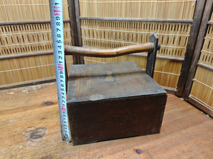 Authentic Japanese Antique Okamochi Taisho Era Demae Food Carrier Wood