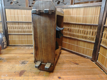 Japanese Antique Wooden Display Box w/ Nambu Furin Wind Chime Art