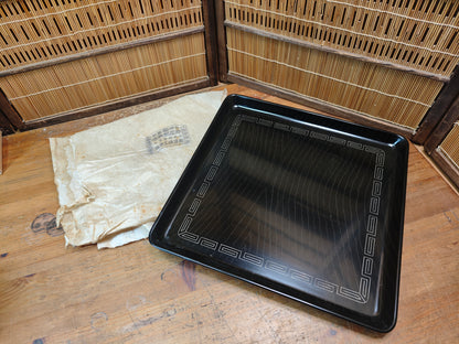 Japanese Antique meiji era wajima nuri lacquer obon tray brown black