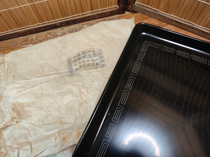 Japanese Antique meiji era wajima nuri lacquer obon tray brown black