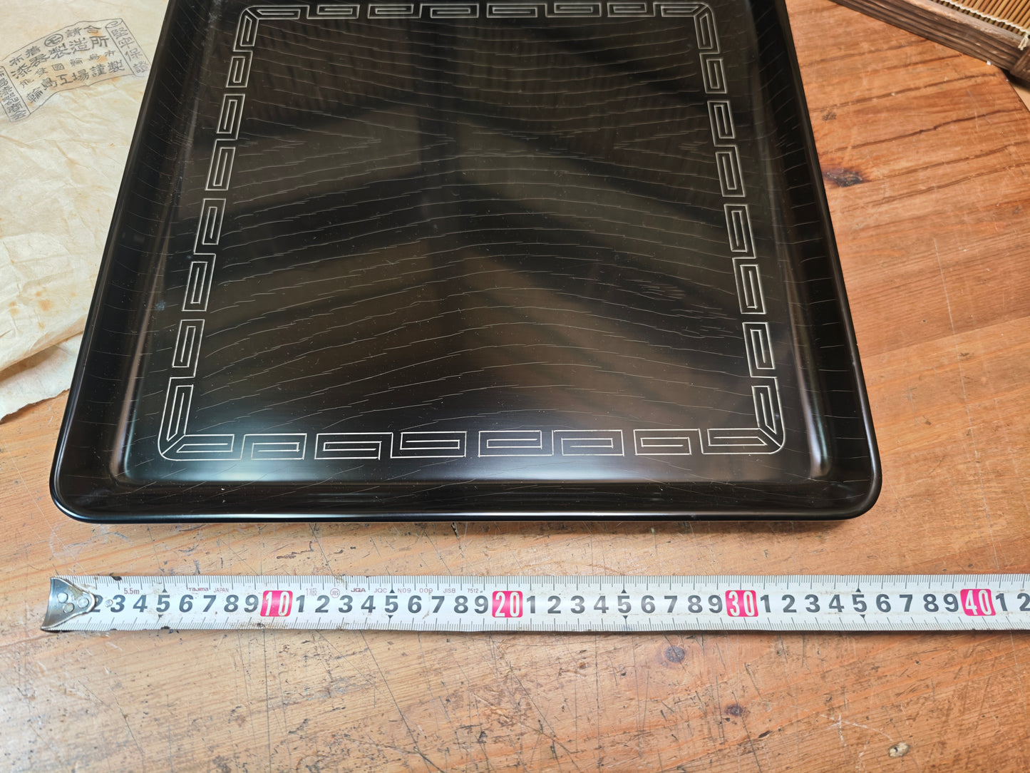 Japanese Antique meiji era wajima nuri lacquer obon tray brown black