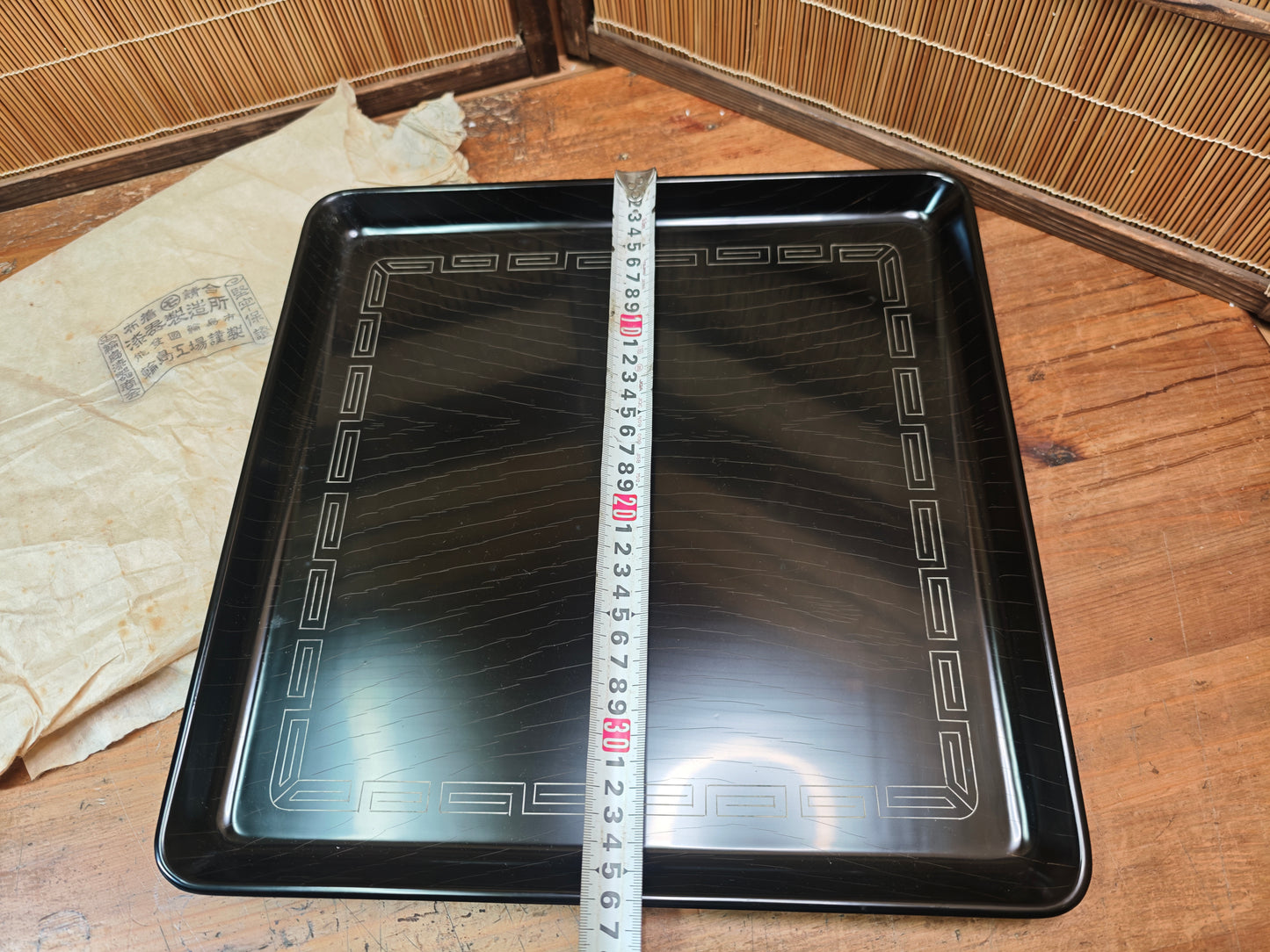 Japanese Antique meiji era wajima nuri lacquer obon tray brown black
