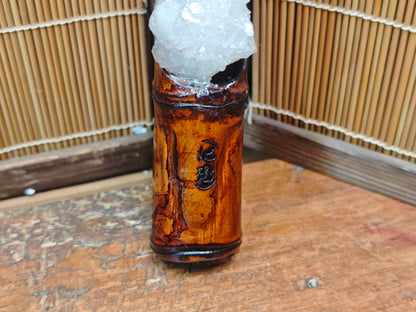 Japanese Bamboo Power Stone Wall Hanging Evil Eye Protector Signed Box