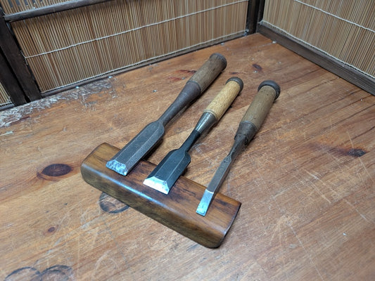 Japanese Big Steel Chisels Signed Carving Tool Set Antique Woodworking