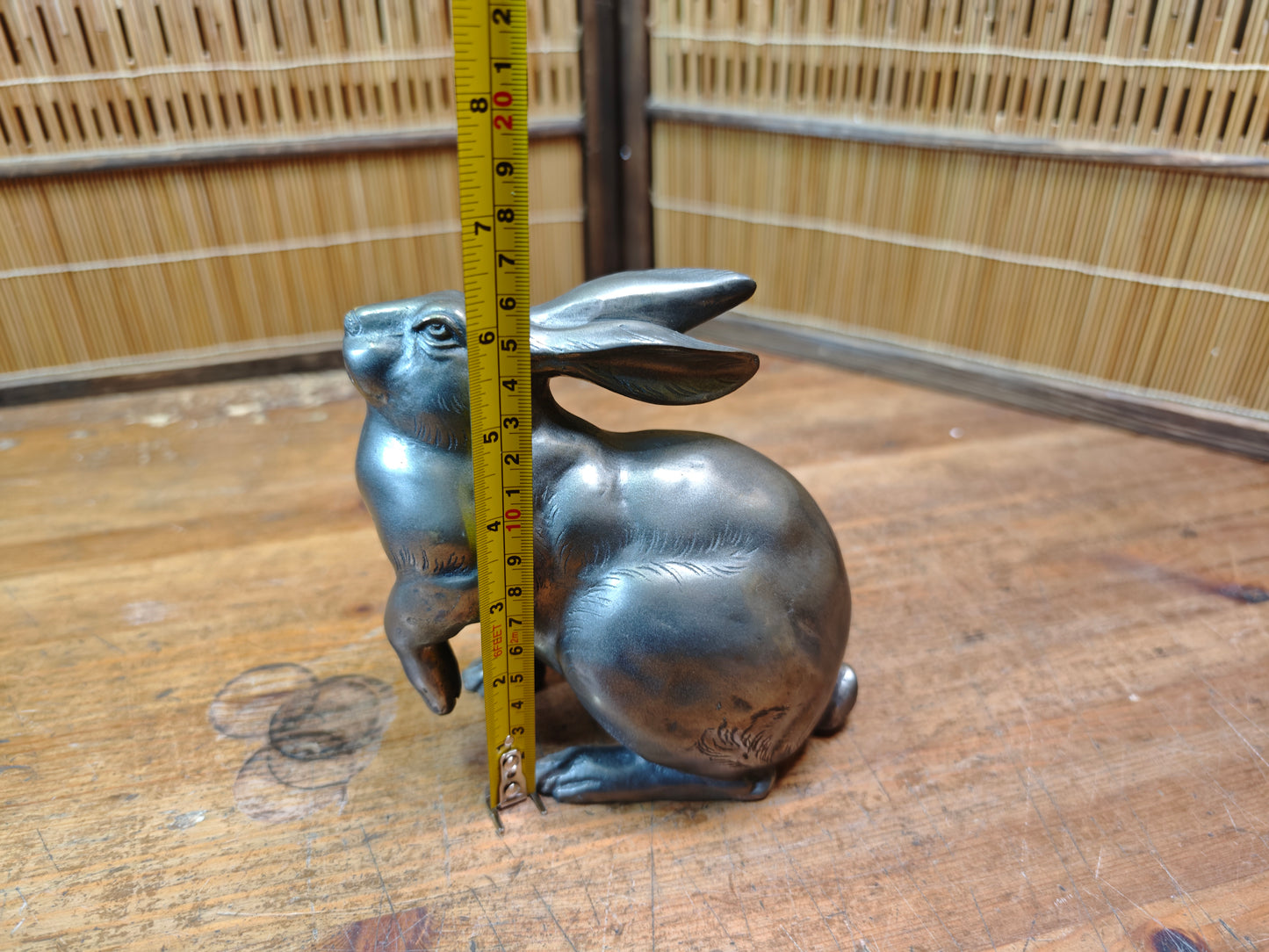 Japanese Bronze Rabbit Sculpture 1950s Signed Vintage Art Statue