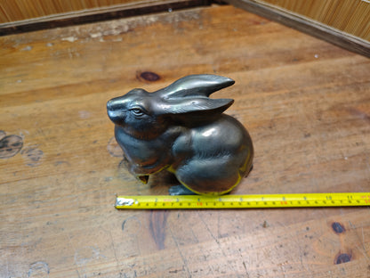 Japanese Bronze Rabbit Sculpture 1950s Signed Vintage Art Statue