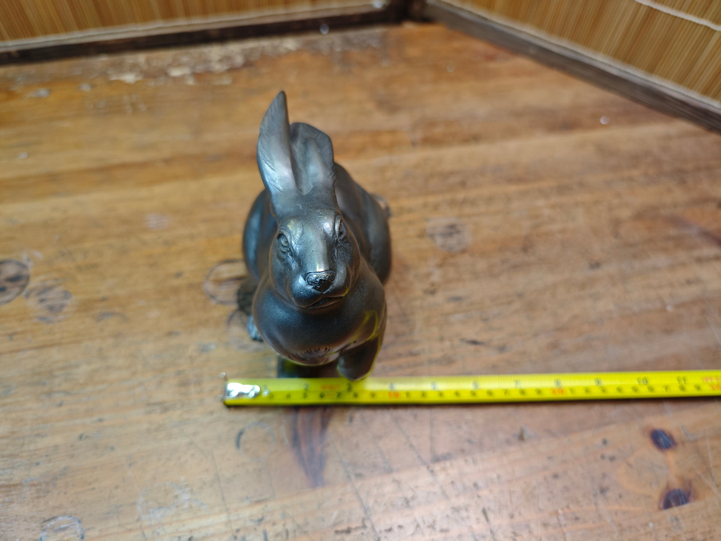 Japanese Bronze Rabbit Sculpture 1950s Signed Vintage Art Statue