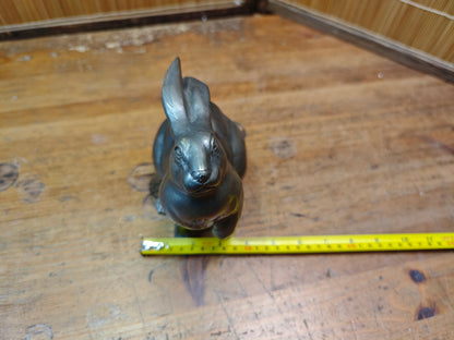 Japanese Bronze Rabbit Sculpture 1950s Signed Vintage Art Statue