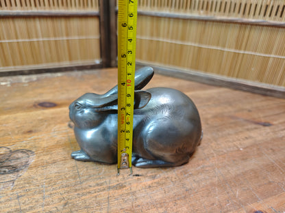 Japanese Vintage Bronze Rabbit Sculpture 1950s Art Handmade Statue