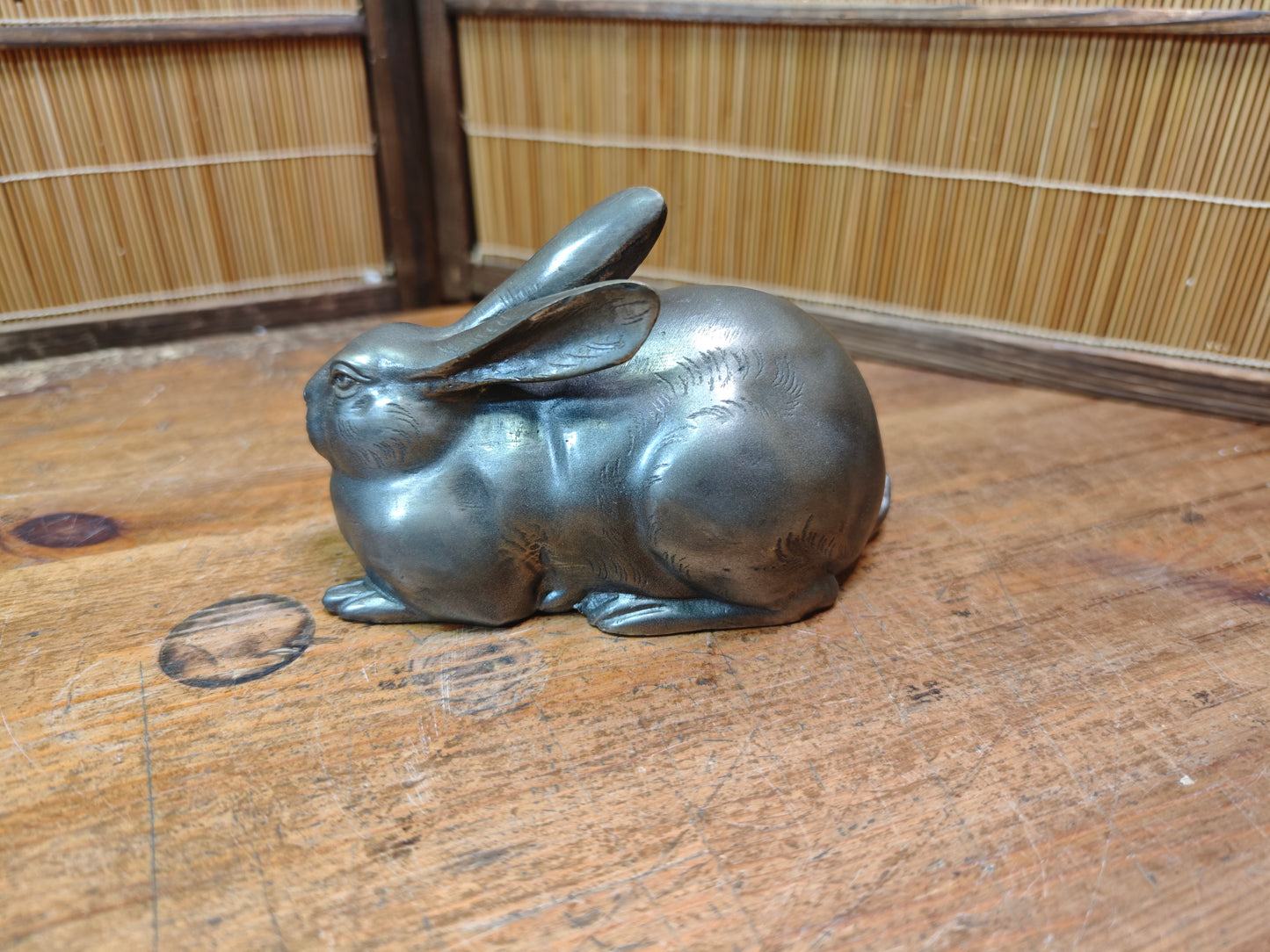 Japanese Vintage Bronze Rabbit Sculpture 1950s Art Handmade Statue