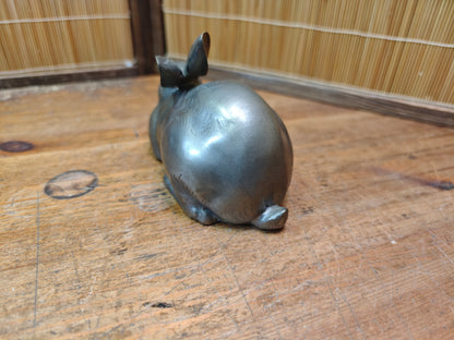 Japanese Vintage Bronze Rabbit Sculpture 1950s Art Handmade Statue