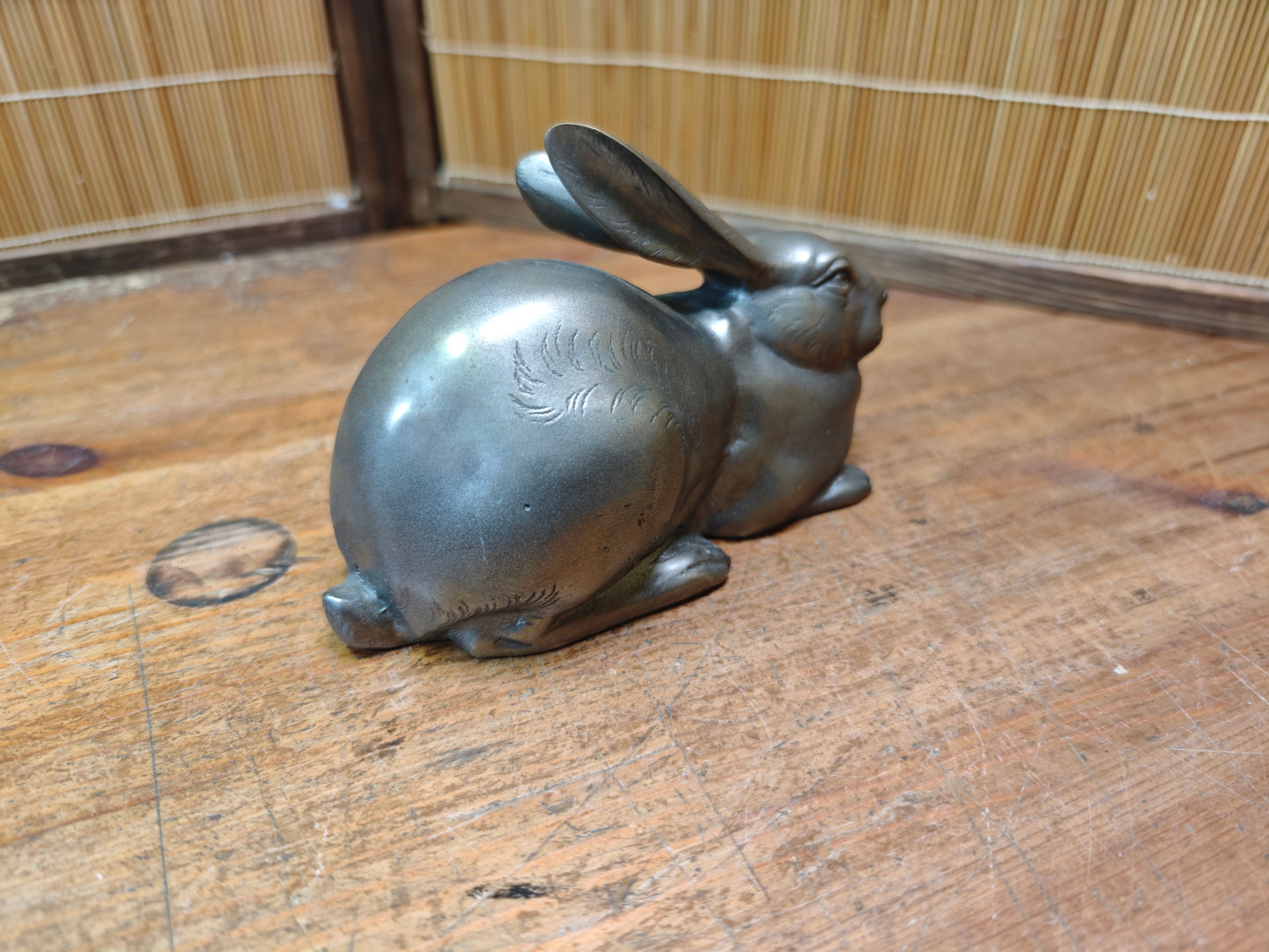 Japanese Vintage Bronze Rabbit Sculpture 1950s Art Handmade Statue