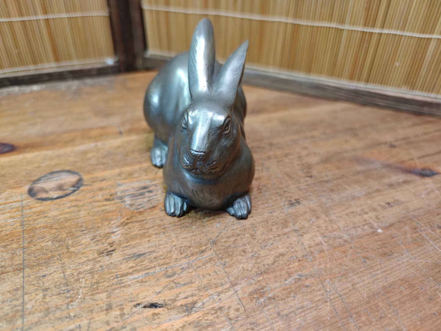Japanese Vintage Bronze Rabbit Sculpture 1950s Art Handmade Statue
