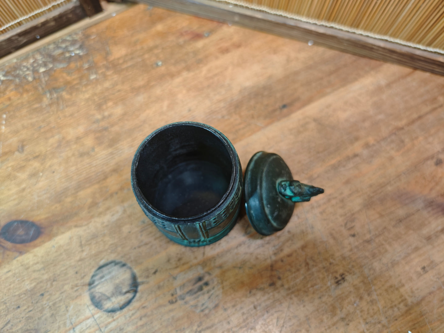 Japanese Bronze Temple Bell Brush Holder 1950s Commemorative Antique