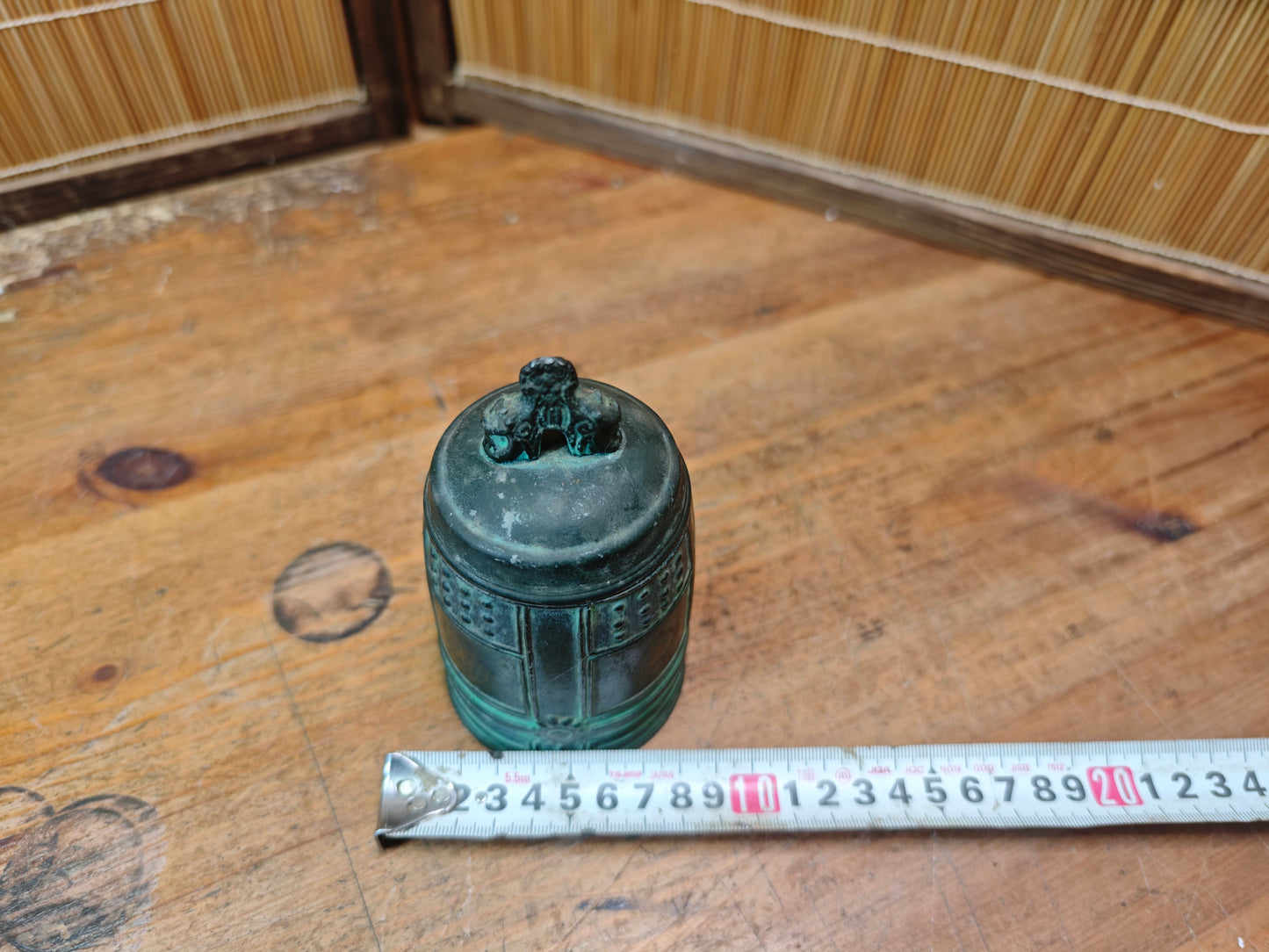 Japanese Bronze Temple Bell Brush Holder 1950s Commemorative Antique