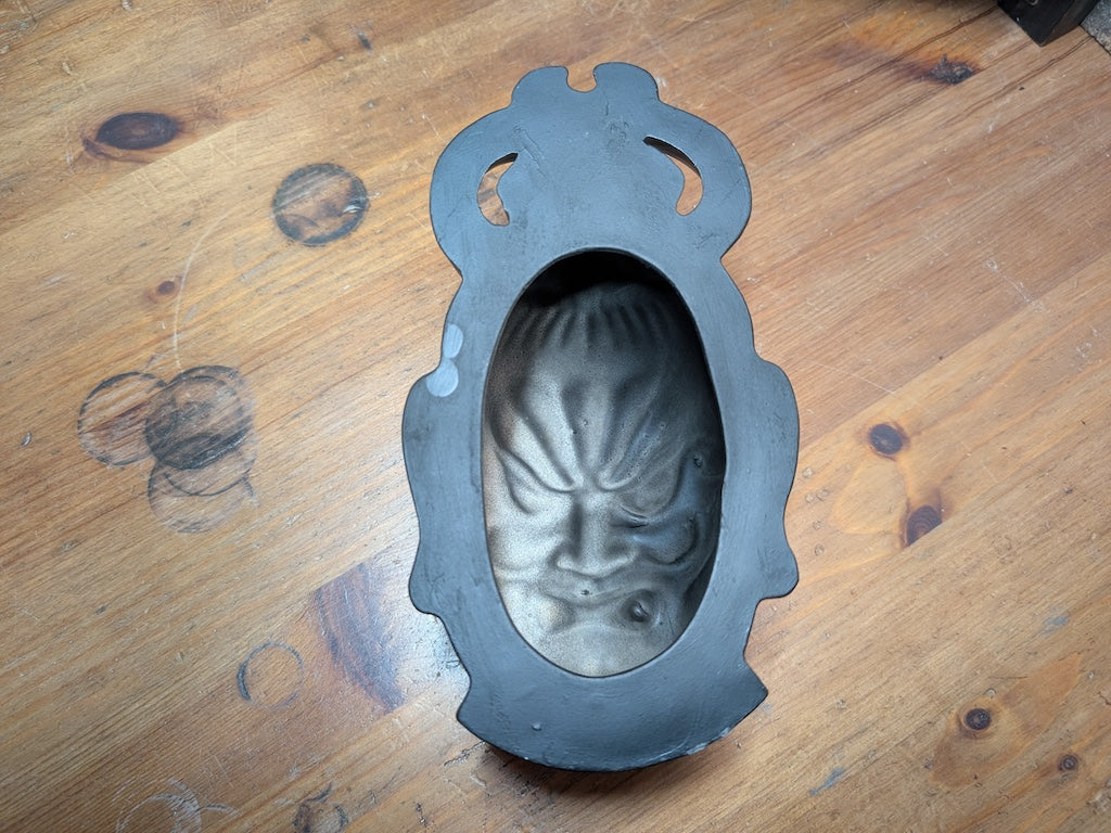 Traditional Japanese Vintage Agyo Niozo Mask Ceramic Temple Guardian
