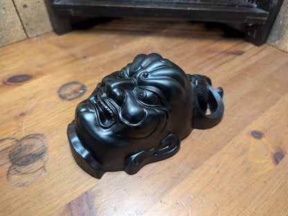 Traditional Japanese Vintage Agyo Niozo Mask Ceramic Temple Guardian