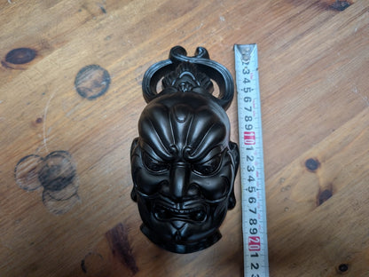 Traditional Japanese Vintage Agyo Niozo Mask Ceramic Temple Guardian