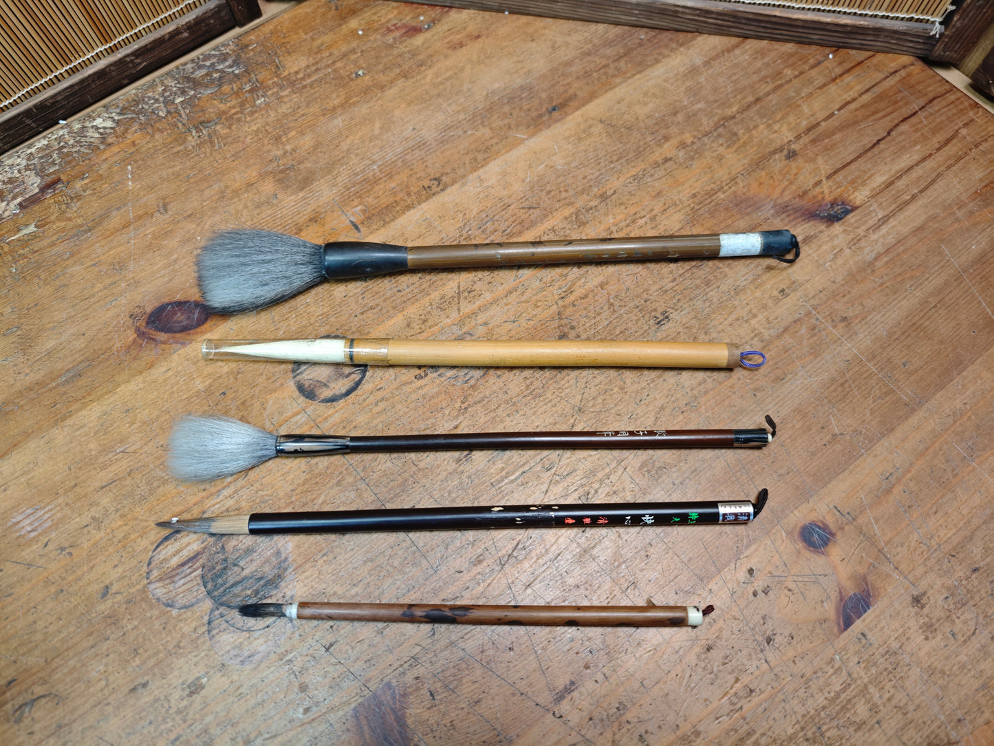 Japanese Calligraphy Brush Set Vintage Fude Bamboo Hair Tools Japan Art