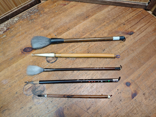 Japanese Calligraphy Brush Set Vintage Fude Bamboo Hair Tools Japan Art