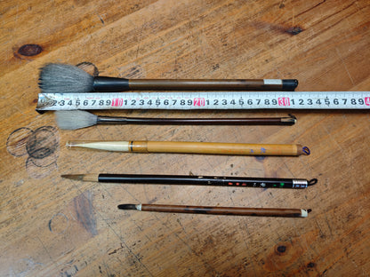 Japanese Calligraphy Brush Set Vintage Fude Bamboo Hair Tools Japan Art