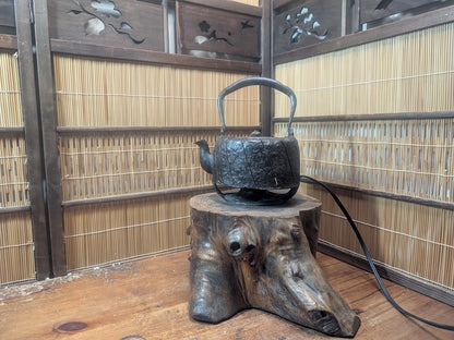 1800s Kyoto Kyu Tetsu Iron Kettle Lamp Signed Japanese Antique Rare Decor