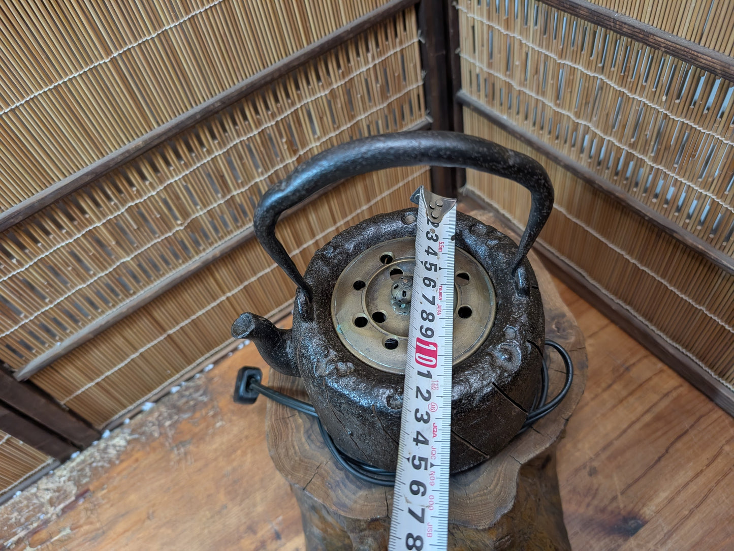 1800s Kyoto Kyu Tetsu Iron Kettle Lamp Signed Japanese Antique Rare Decor
