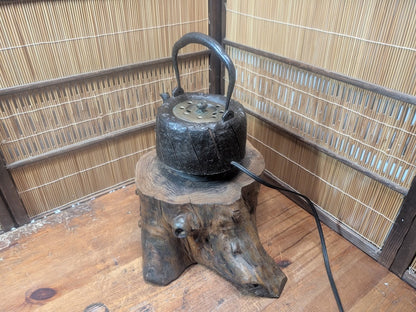 1800s Kyoto Kyu Tetsu Iron Kettle Lamp Signed Japanese Antique Rare Decor