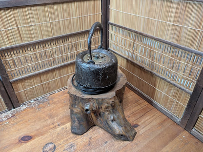 1800s Kyoto Kyu Tetsu Iron Kettle Lamp Signed Japanese Antique Rare Decor