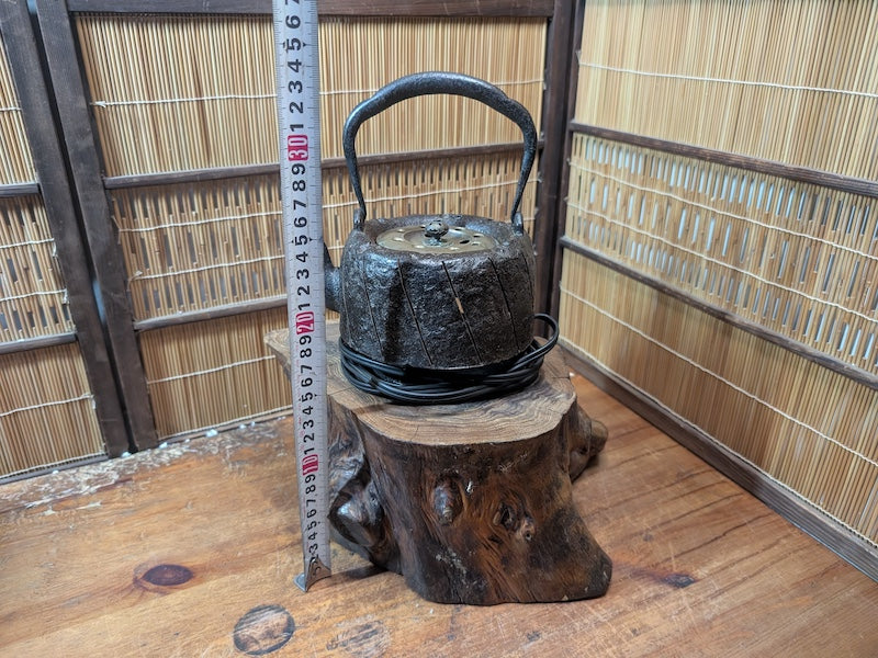 1800s Kyoto Kyu Tetsu Iron Kettle Lamp Signed Japanese Antique Rare Decor