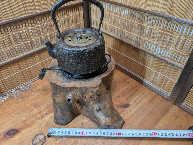 1800s Kyoto Kyu Tetsu Iron Kettle Lamp Signed Japanese Antique Rare Decor