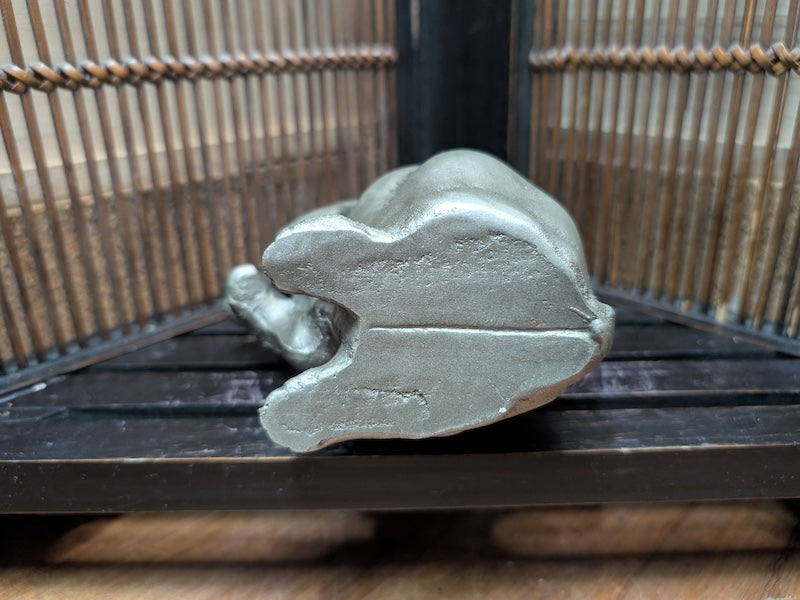 1950s Japanese Cast Iron Rabbit Sculpture Red Eyes X1