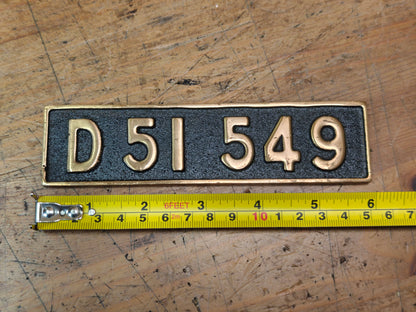 Japanese D51 549 Brass Railway Plaque 1940 Steam Farewell Shinonoi Line