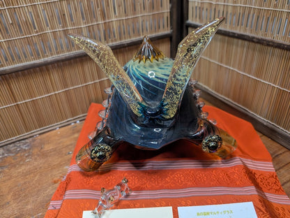 Japanese Glass Samurai Kabuto Helmet Gizan Kazari by CROM Modern Art Display