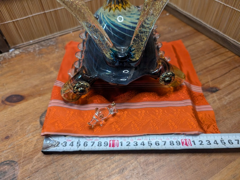 Japanese Glass Samurai Kabuto Helmet Gizan Kazari by CROM Modern Art Display
