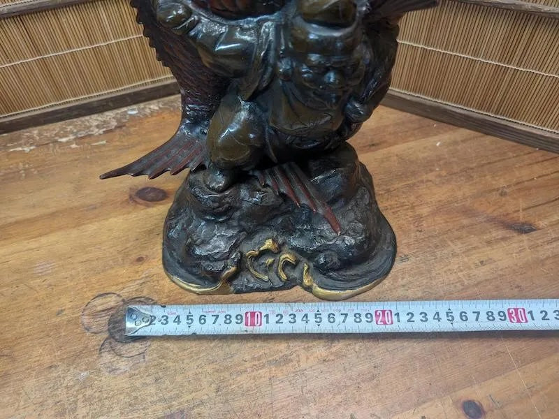 Japanese Ebisu & Tai Steel Statue Heavy Lucky God Sculpture Japan Auction